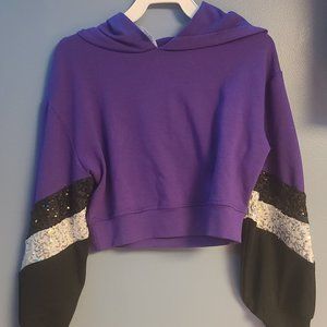 Purple / Black Sequin Chevron Sleeve Hoodie